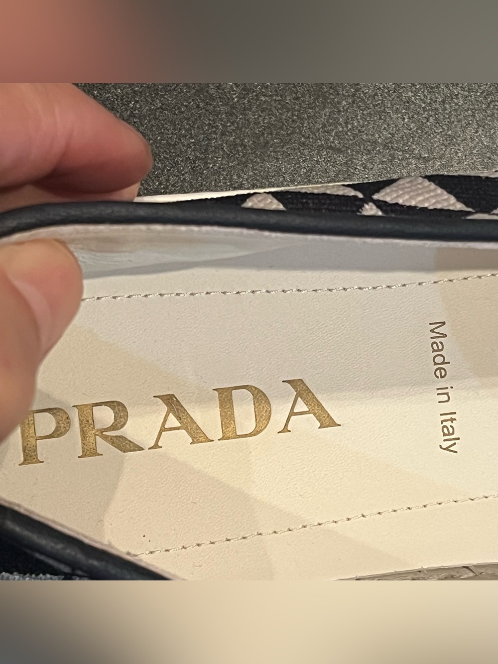 Prada Symbole Logo Loafer Mens Slip-on Sneakers White/Black Size 10US - Picture 10 of 13